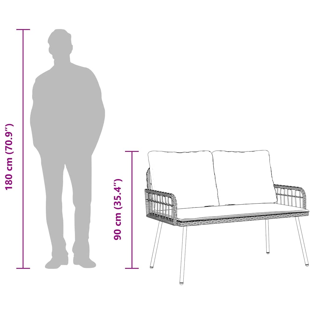 Gartenbank mit Kissen Braun 114 x 64 x 78cm Metall