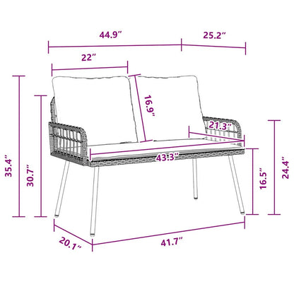 Gartenbank mit Kissen Braun 114 x 64 x 78cm Metall