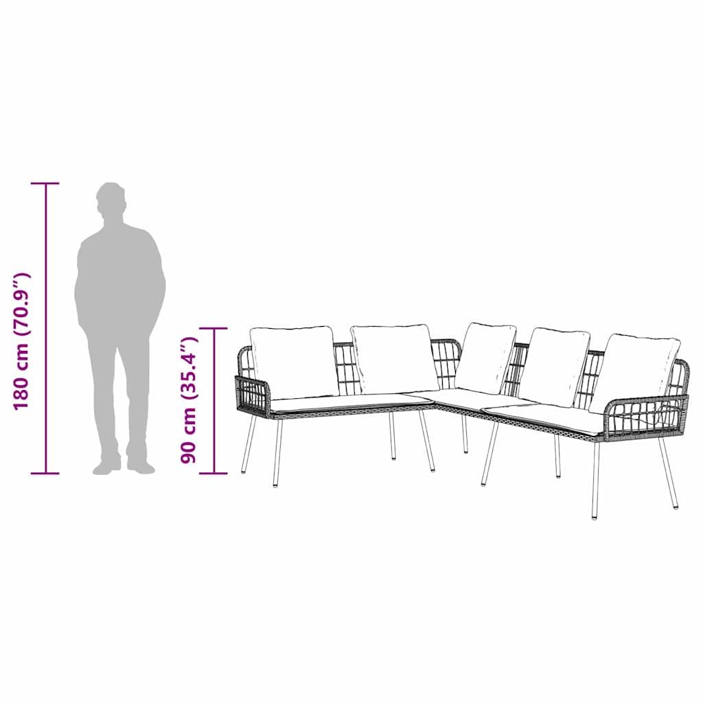Sofa mit Kissen Braun 61.5 x 123 x 82cm Metall