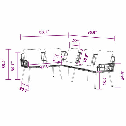 Sofa mit Kissen Braun 61.5 x 123 x 82cm Metall
