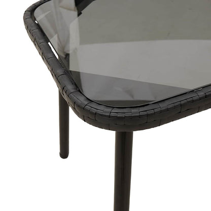 Couchtisch Schwarz 90 x 45 x 42 cm Poly-Rattan, Glas