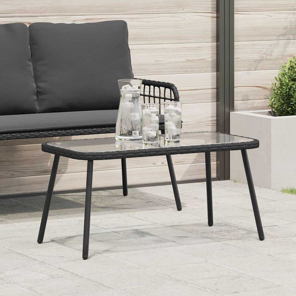 Couchtisch Schwarz 90 x 45 x 43 cm Poly-Rattan und Glas