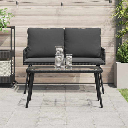 Couchtisch Schwarz 90 x 45 x 42 cm Poly-Rattan, Glas
