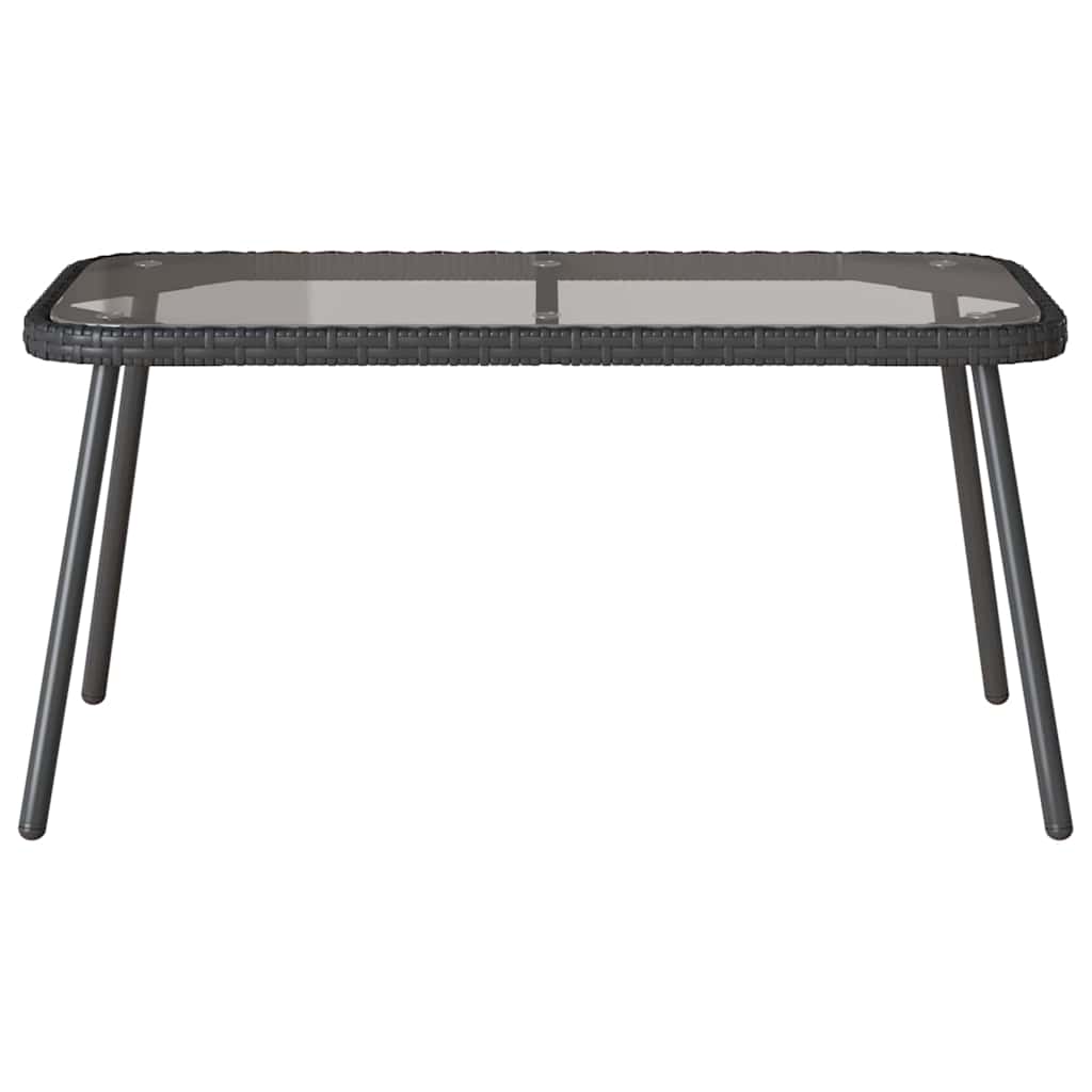 Couchtisch Schwarz 90 x 45 x 42 cm Poly-Rattan, Glas