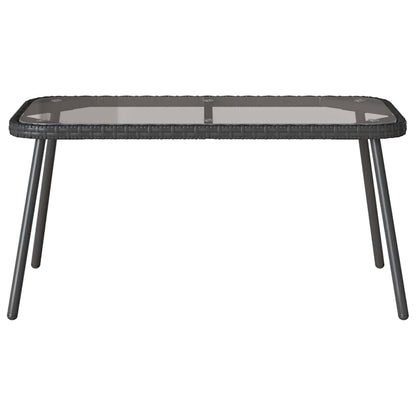 Couchtisch Schwarz 90 x 45 x 42 cm Poly-Rattan, Glas