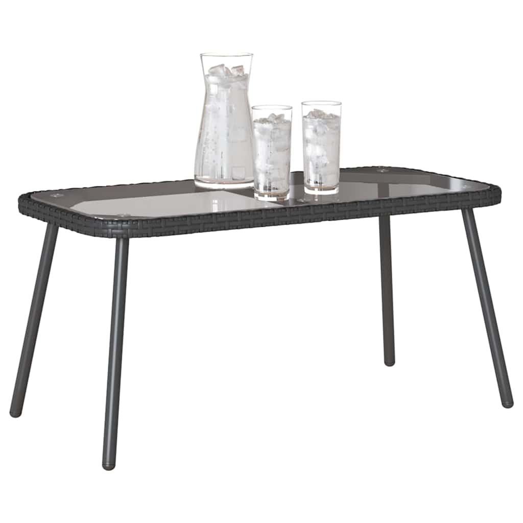 Couchtisch Schwarz 90 x 45 x 42 cm Poly-Rattan, Glas