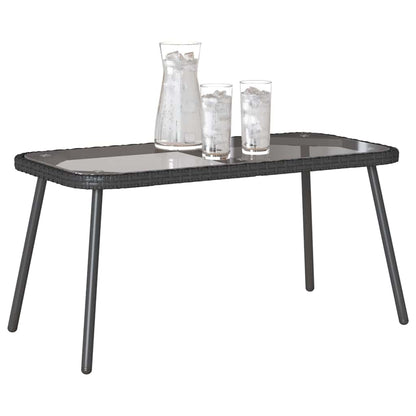 Couchtisch Schwarz 90 x 45 x 42 cm Poly-Rattan, Glas