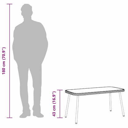 Couchtisch Schwarz 90 x 45 x 43 cm Poly-Rattan und Glas