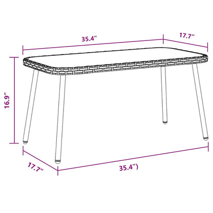 Couchtisch Schwarz 90 x 45 x 43 cm Poly-Rattan und Glas