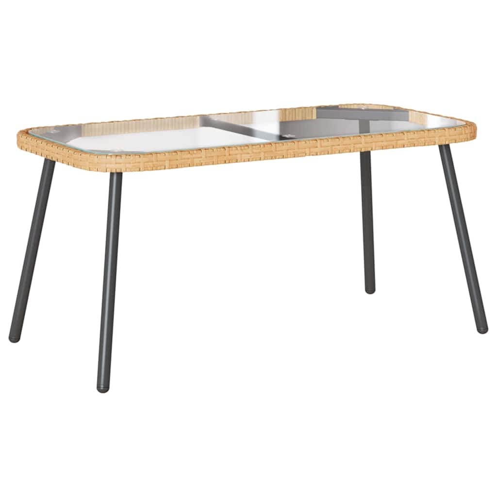 Couchtisch Braun, Schwarz 90 x 45 x 42 cm Poly-Rattan, Glas