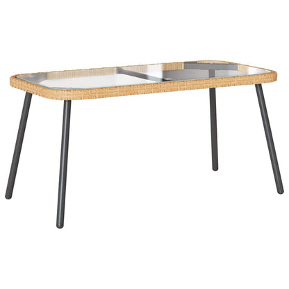 Couchtisch Braun, Schwarz 90 x 45 x 42 cm Poly-Rattan, Glas