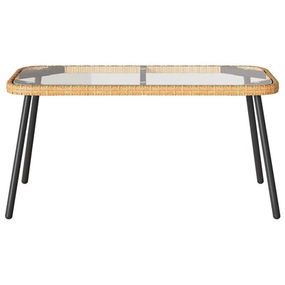 Couchtisch Braun, Schwarz 90 x 45 x 42 cm Poly-Rattan, Glas