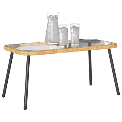 Couchtisch Braun, Schwarz 90 x 45 x 42 cm Poly-Rattan, Glas