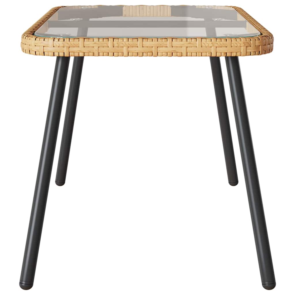 Couchtisch Braun, Schwarz 90 x 45 x 42 cm Poly-Rattan, Glas