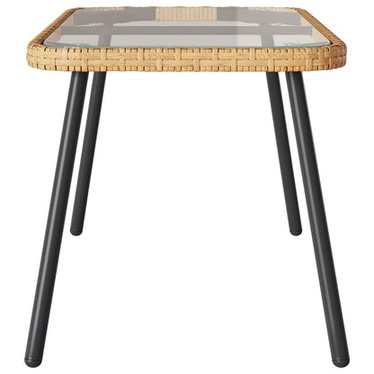 Couchtisch Braun, Schwarz 90 x 45 x 42 cm Poly-Rattan, Glas