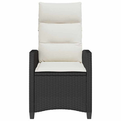 Gartensessel mit Beistelltisch Verstellbar Schwarz Poly Rattan