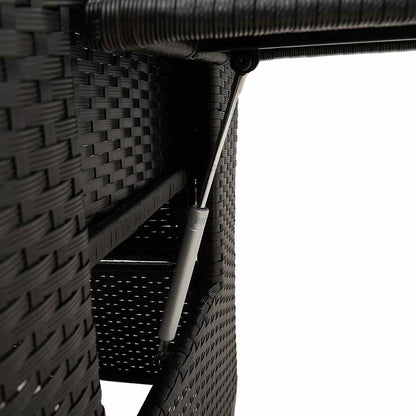 Gartensessel mit Beistelltisch Verstellbar Schwarz Poly Rattan