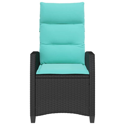 Gartensessel mit Beistelltisch Verstellbar Schwarz Poly Rattan