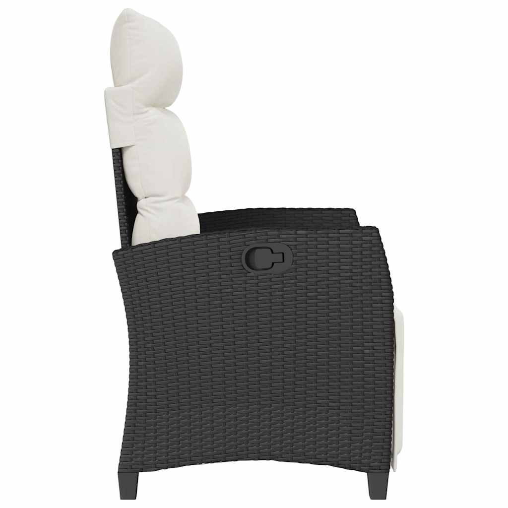 Gartensessel mit Beistelltisch Verstellbar Schwarz Poly Rattan