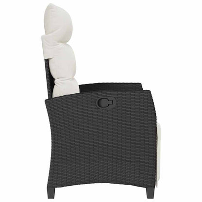 Gartensessel mit Beistelltisch Verstellbar Schwarz Poly Rattan