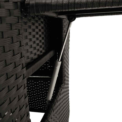 Gartensessel mit Beistelltisch Verstellbar Schwarz Poly Rattan