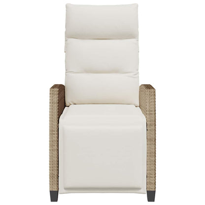 Gartensessel mit Beistelltisch Verstellbar Beige Poly Rattan