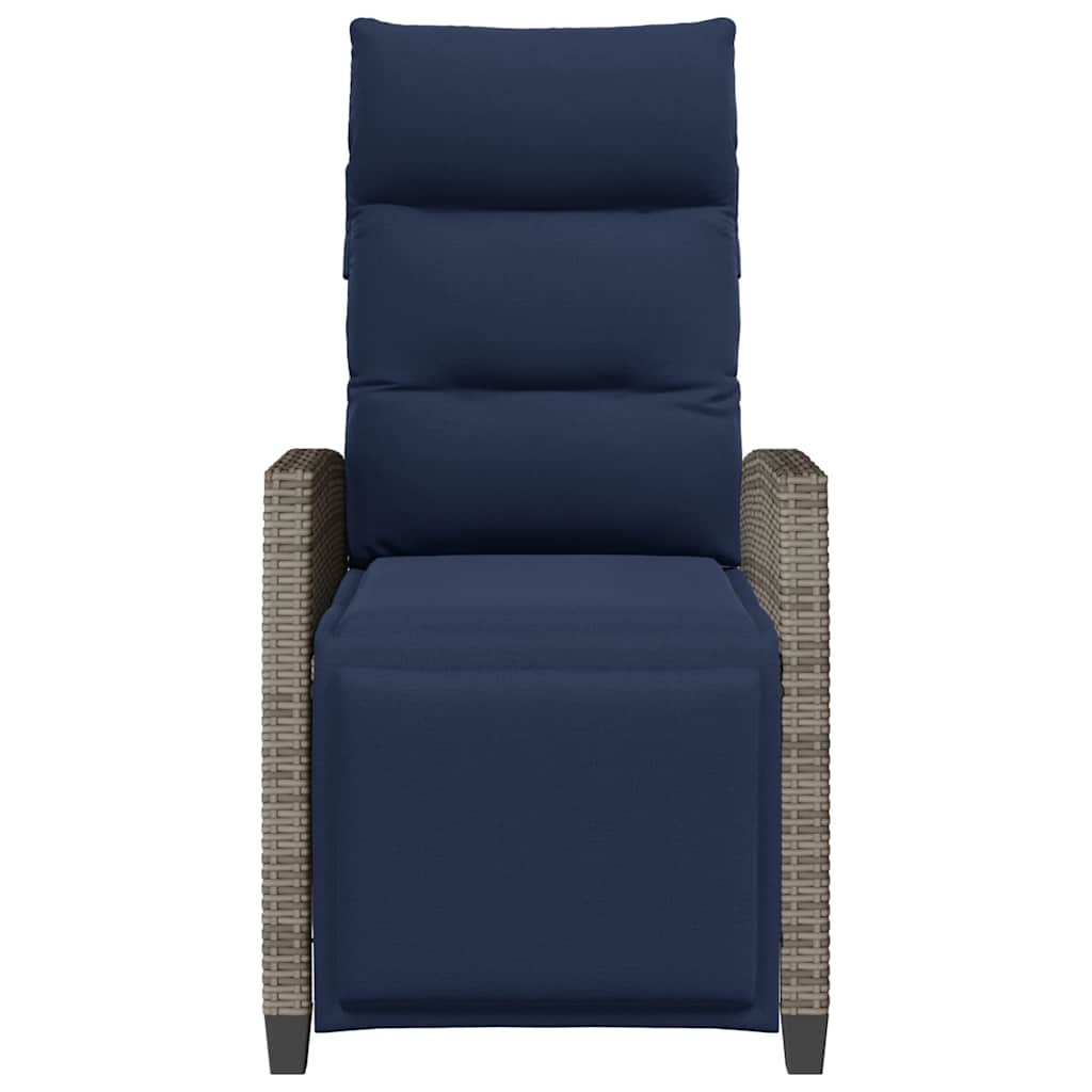 Gartensessel mit Beistelltisch Verstellbar Grau Poly Rattan