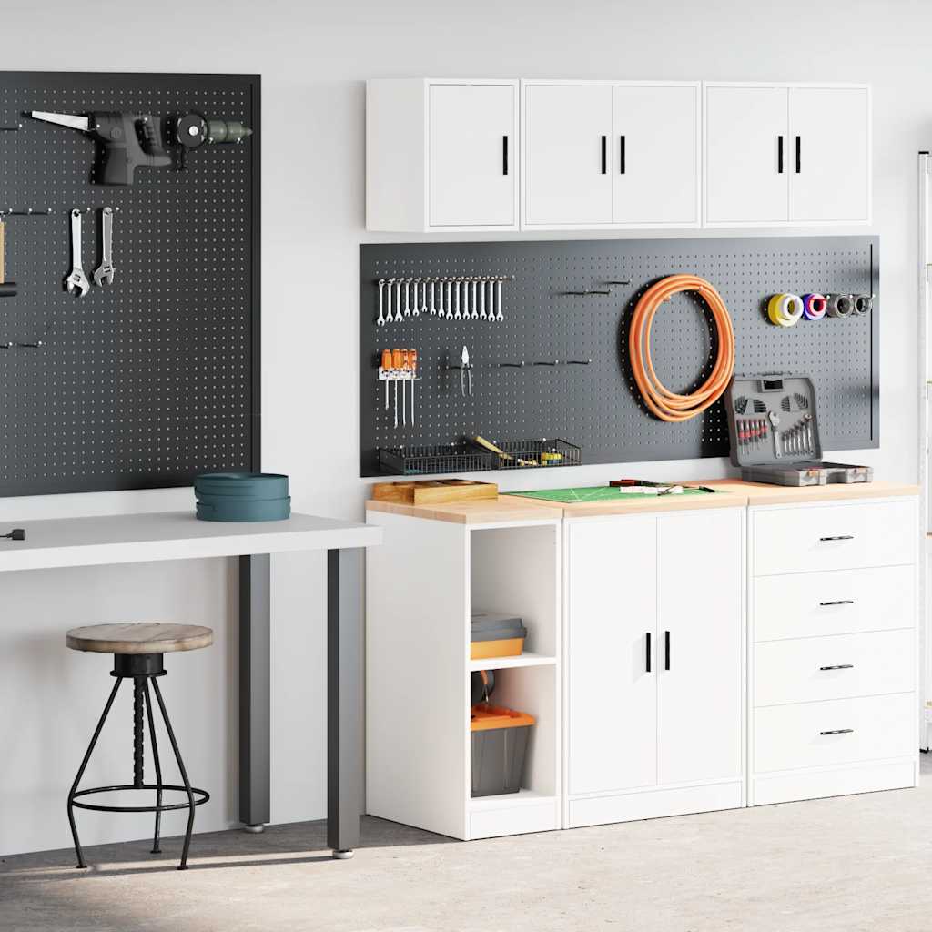 Garagenschränke 2 Stk. Weiß Holzwerkstoff