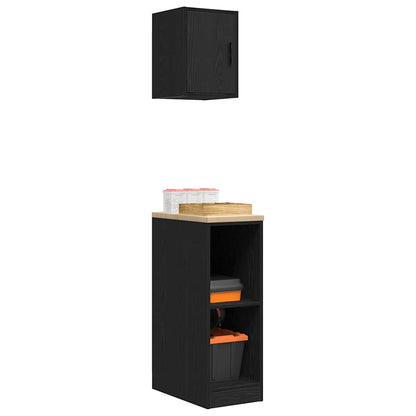 Garagenschränke 2 Stk. Schwarz Holzwerkstoff