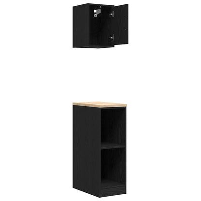 Garagenschränke 2 Stk. Schwarz Holzwerkstoff