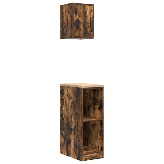 Garagenschränke 2 Stk. Räuchereiche Holzwerkstoff