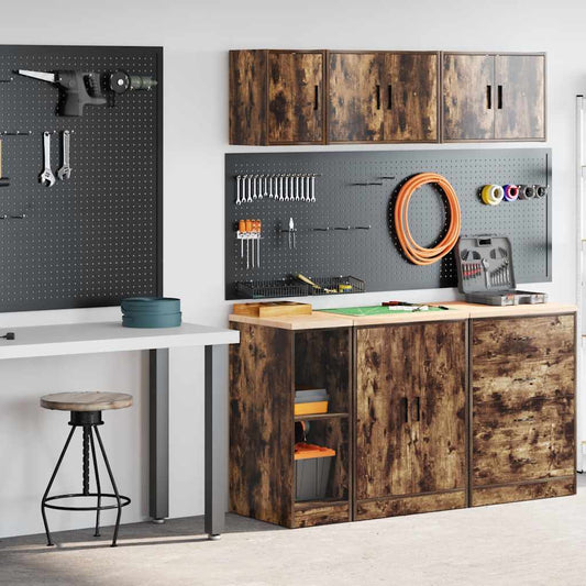 Garagenschränke 2 Stk. Räuchereiche Holzwerkstoff