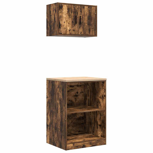 Garagenschränke 2 Stk. Räuchereiche Holzwerkstoff