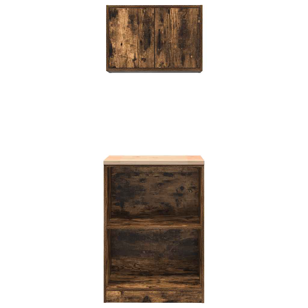Garagenschränke 2 Stk. Räuchereiche Holzwerkstoff
