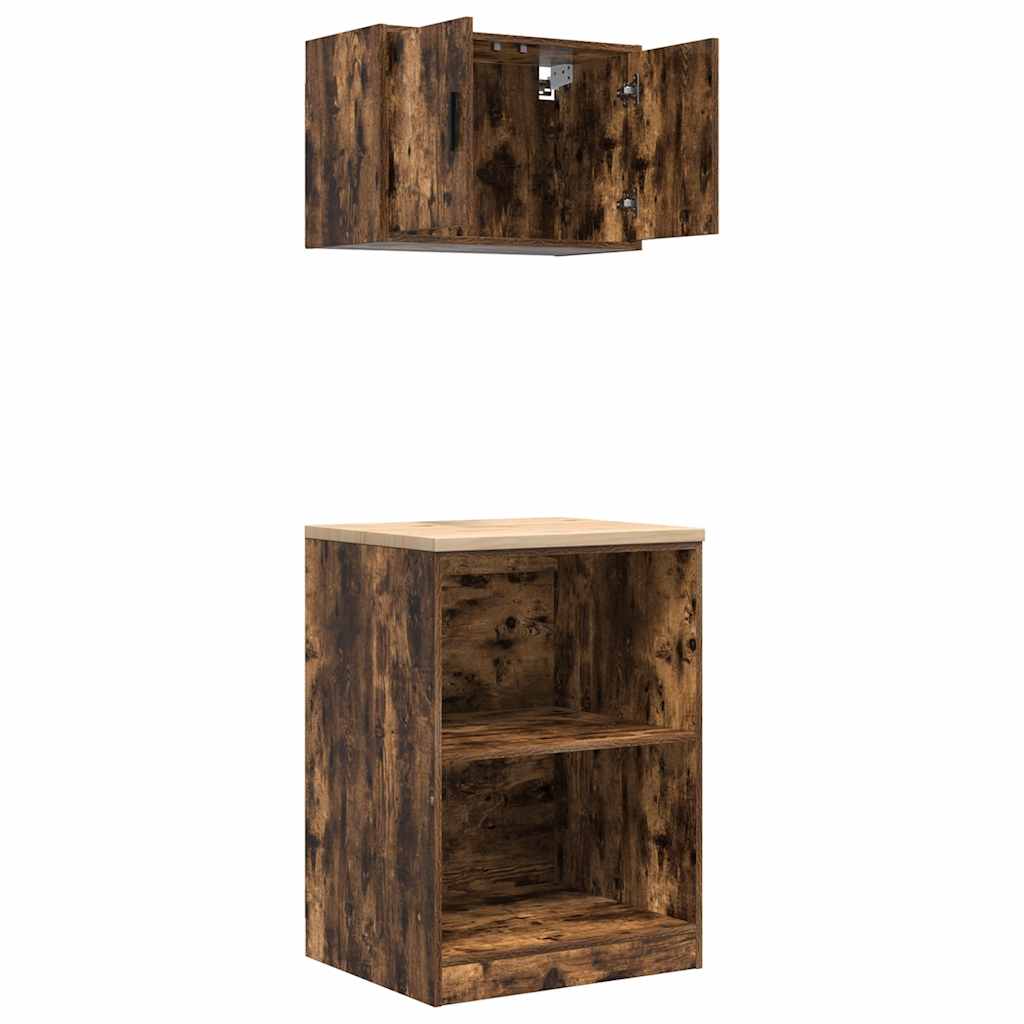 Garagenschränke 2 Stk. Räuchereiche Holzwerkstoff