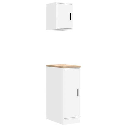 Garagenschränke 2 Stk. Weiß Holzwerkstoff