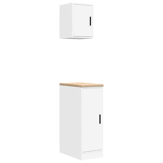 Garagenschränke 2 Stk. Weiß Holzwerkstoff