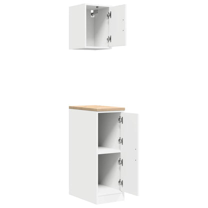 Garagenschränke 2 Stk. Weiß Holzwerkstoff