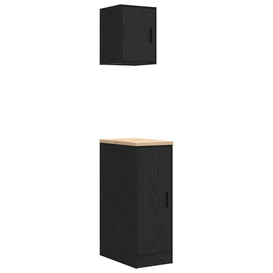Garagenschränke 2 Stk. Schwarz Holzwerkstoff