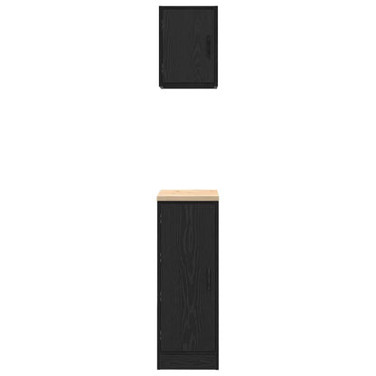 Garagenschränke 2 Stk. Schwarz Holzwerkstoff