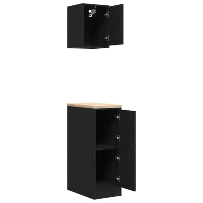 Garagenschränke 2 Stk. Schwarz Holzwerkstoff