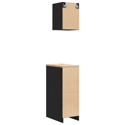 Garagenschränke 2 Stk. Schwarz Holzwerkstoff