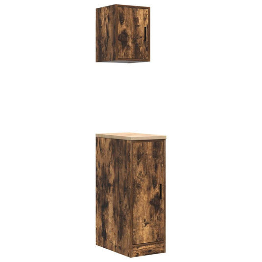 Garagenschränke 2 Stk. Räuchereiche Holzwerkstoff
