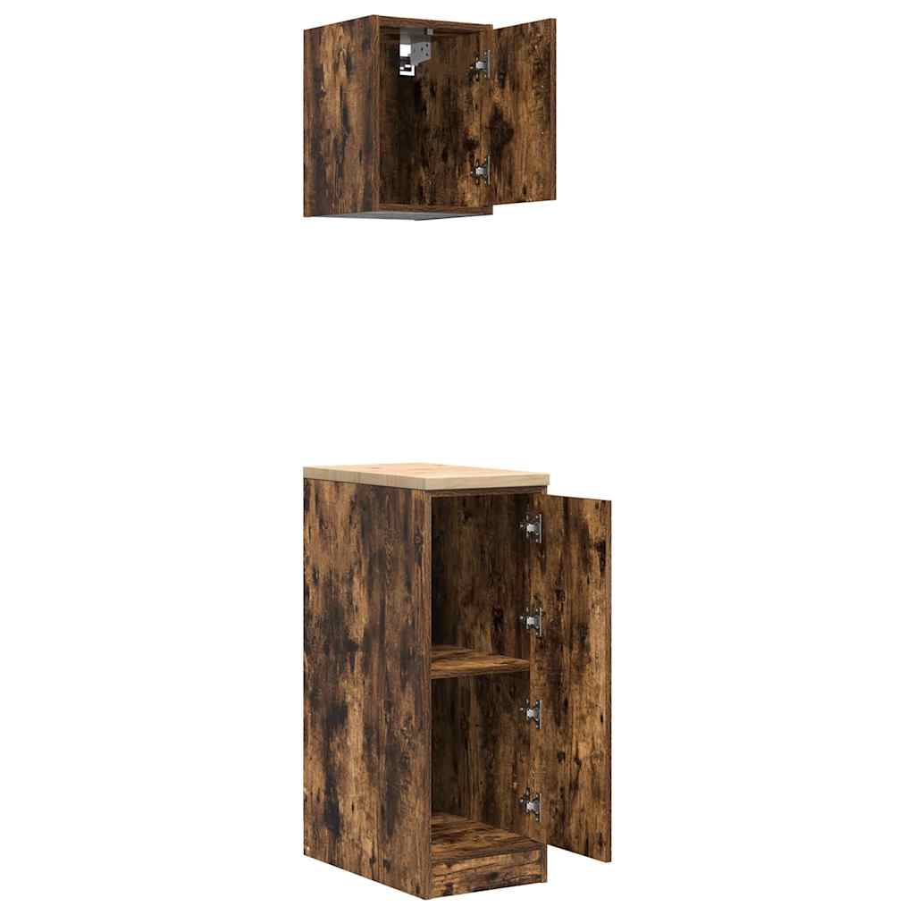 Garagenschränke 2 Stk. Räuchereiche Holzwerkstoff