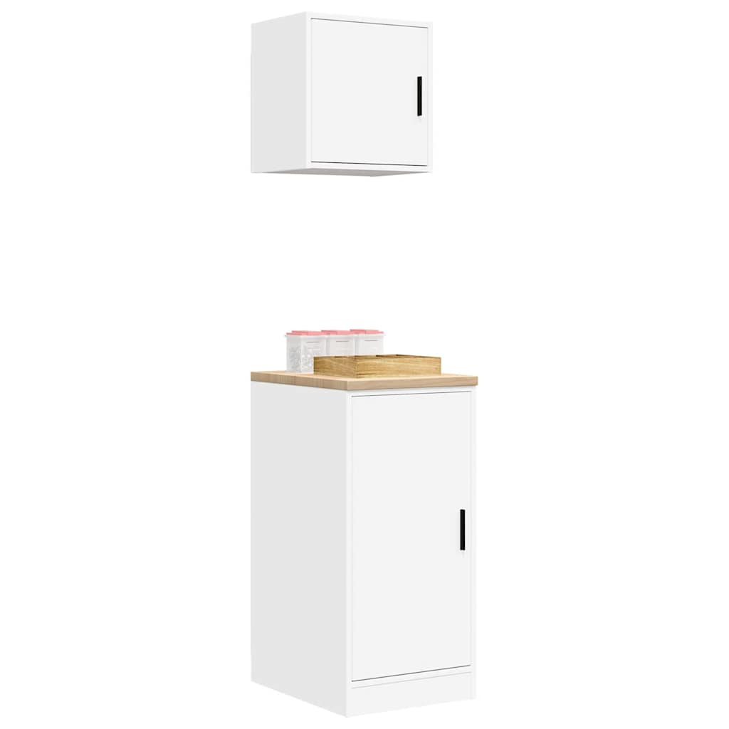 Garagenschränke 2 Stk. Weiß Holzwerkstoff