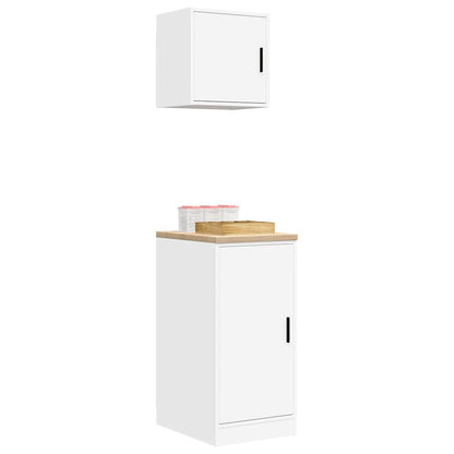 Garagenschränke 2 Stk. Weiß Holzwerkstoff