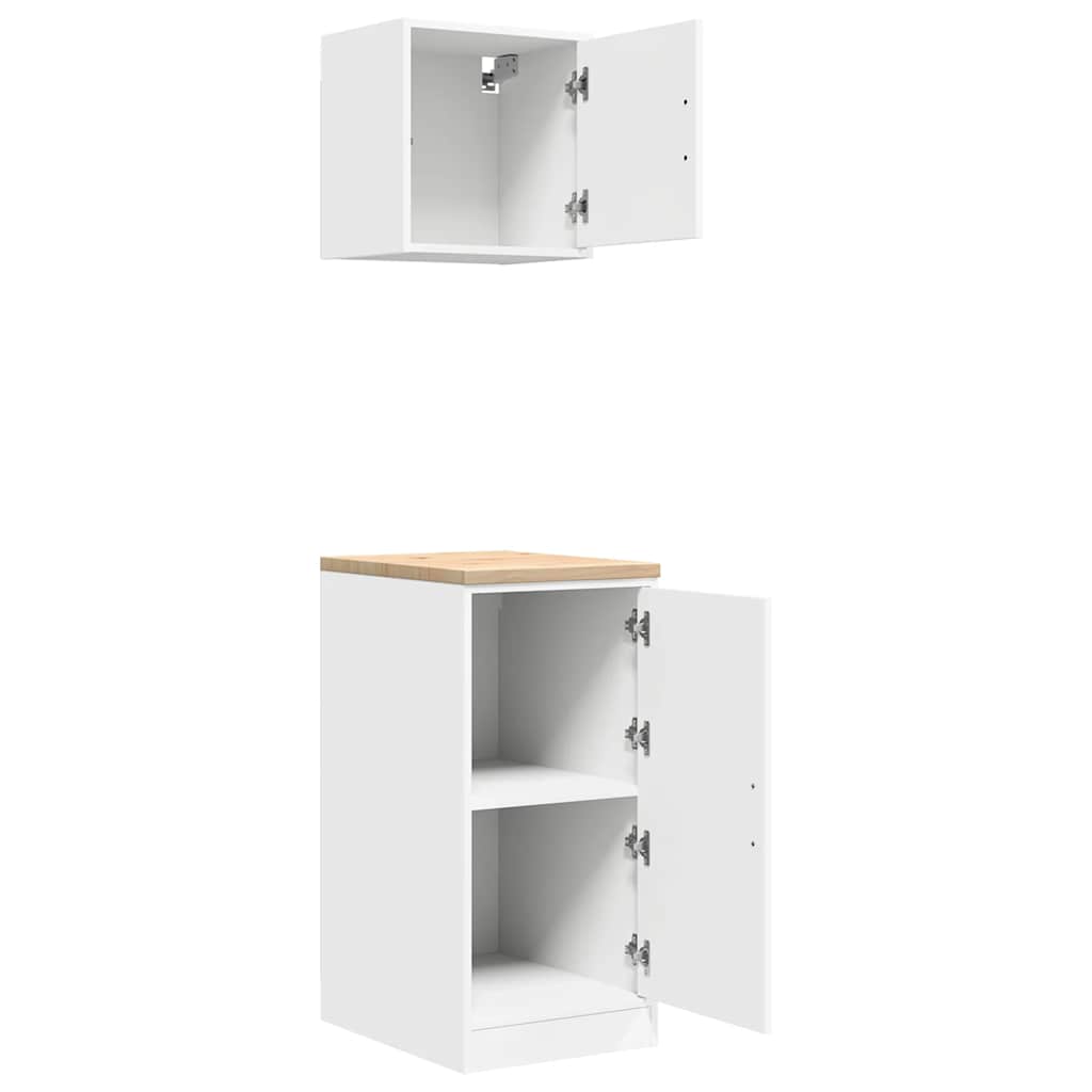 Garagenschränke 2 Stk. Weiß Holzwerkstoff