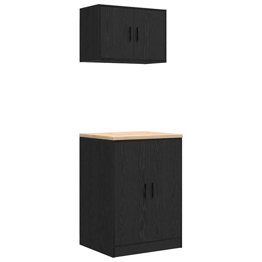 Garagenschränke 2 Stk. Schwarz Holzwerkstoff