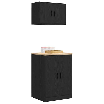Garagenschränke 2 Stk. Schwarz Holzwerkstoff