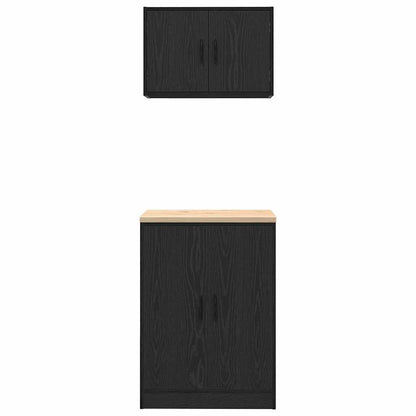Garagenschränke 2 Stk. Schwarz Holzwerkstoff